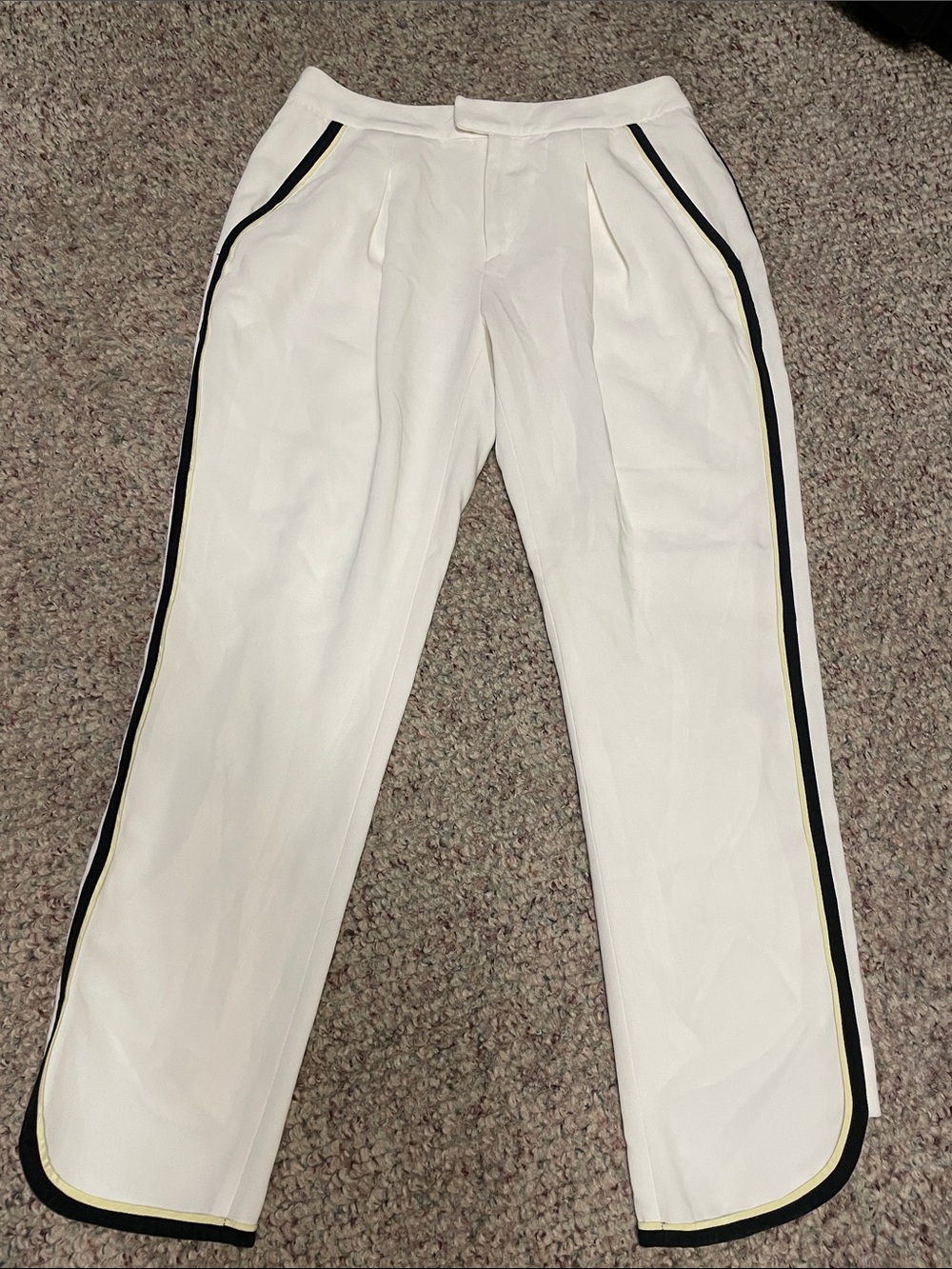 Rag & bone White loose trouser Pants with Black & Gold Side Stripe- almost new